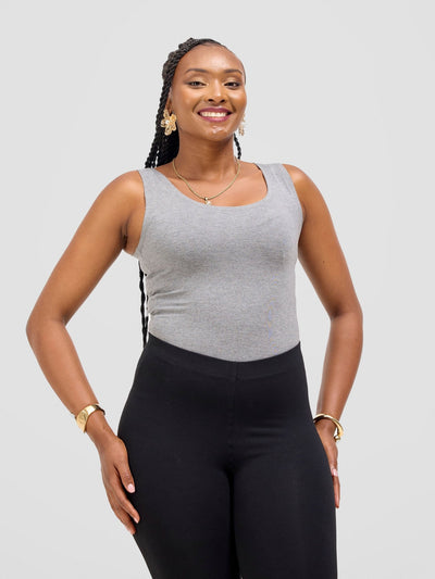 Vivo Basic Sleeveless Bodysuit - Light Grey - Shopzetu