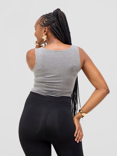 Vivo Basic Sleeveless Bodysuit - Light Grey - Shopzetu