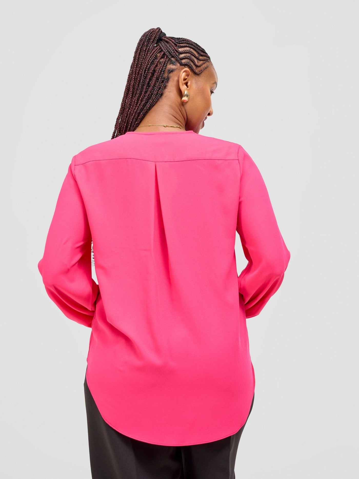 Vivo Dua Long Bishop Sleeve Top - Hot Pink - Shopzetu