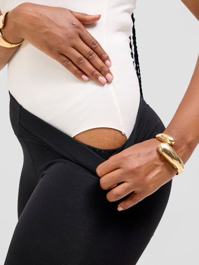 Vivo Basic Cap Sleeved Bodysuit - Off White - Shopzetu