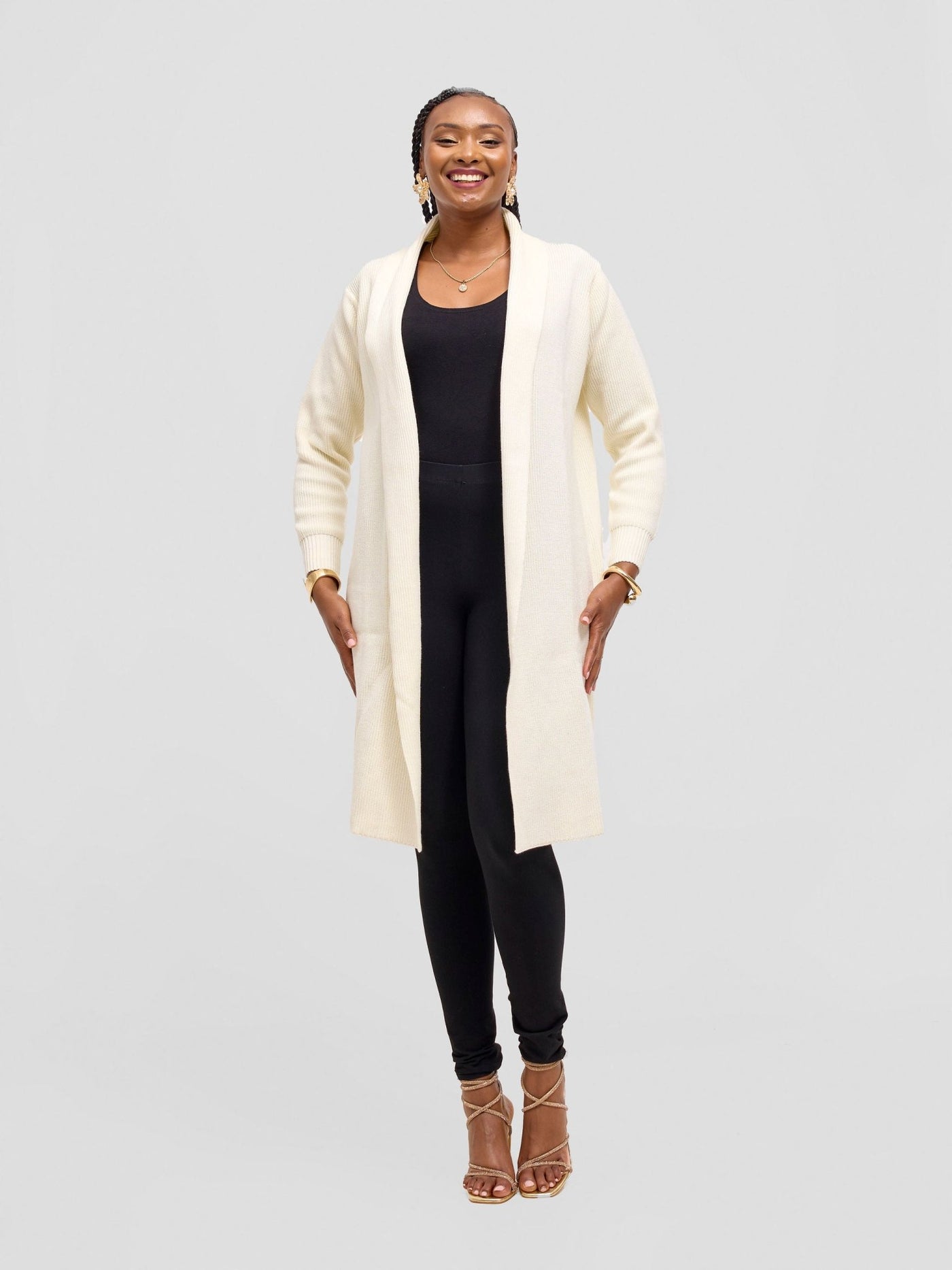 Vivo Long Sleeve Midi Waterfall - Offwhite - Shopzetu