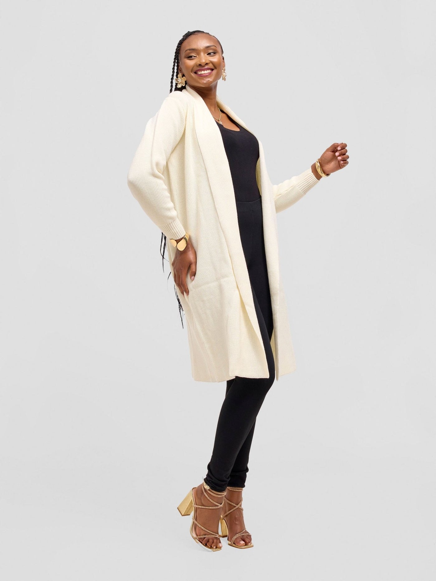 Vivo Long Sleeve Midi Waterfall - Offwhite - Shopzetu