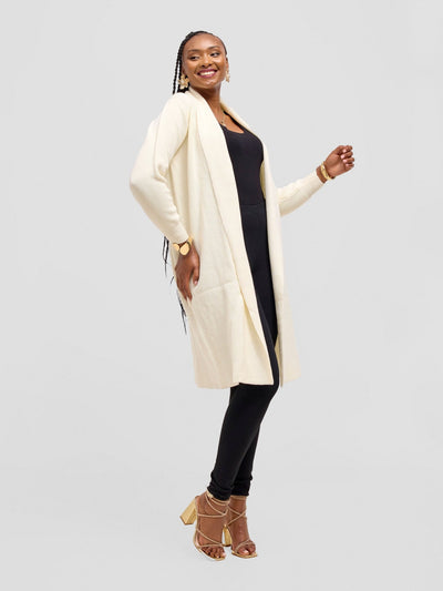 Vivo Long Sleeve Midi Waterfall - Offwhite - Shopzetu