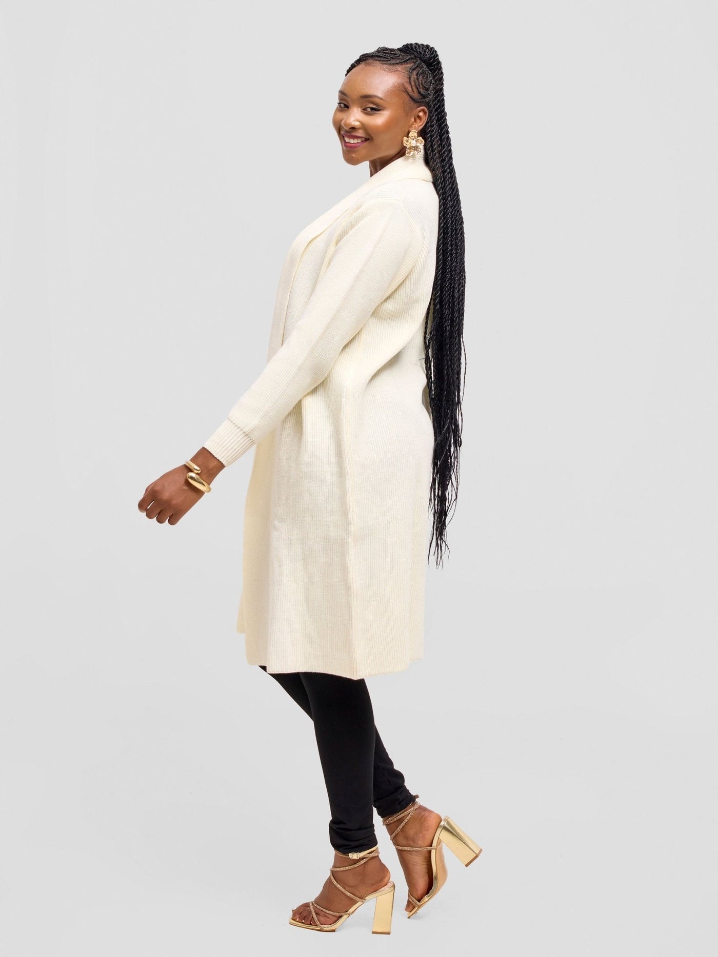 Vivo Long Sleeve Midi Waterfall - Offwhite - Shopzetu