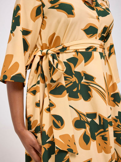 Vivo Yumi Maxi Shirt Dress - Cream / Hunters Lena Print - Shopzetu