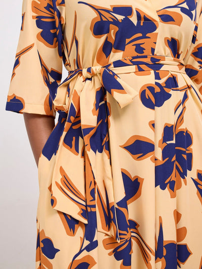 Vivo Yumi Maxi Shirt Dress - Cream / Navy Lena Print - Shopzetu