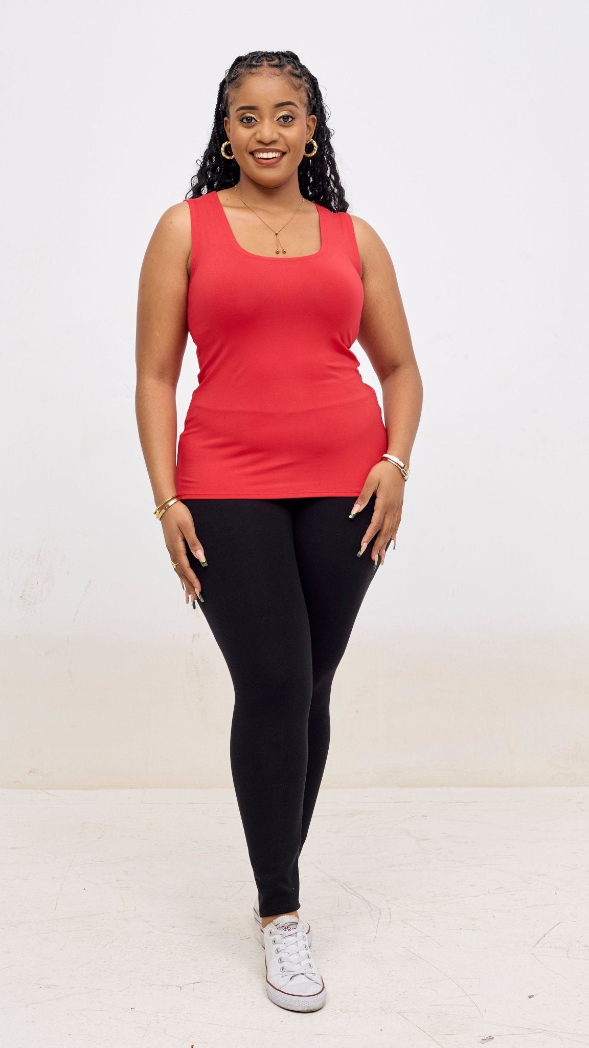 Vivo Basic Val Tank Top - Red - Shopzetu