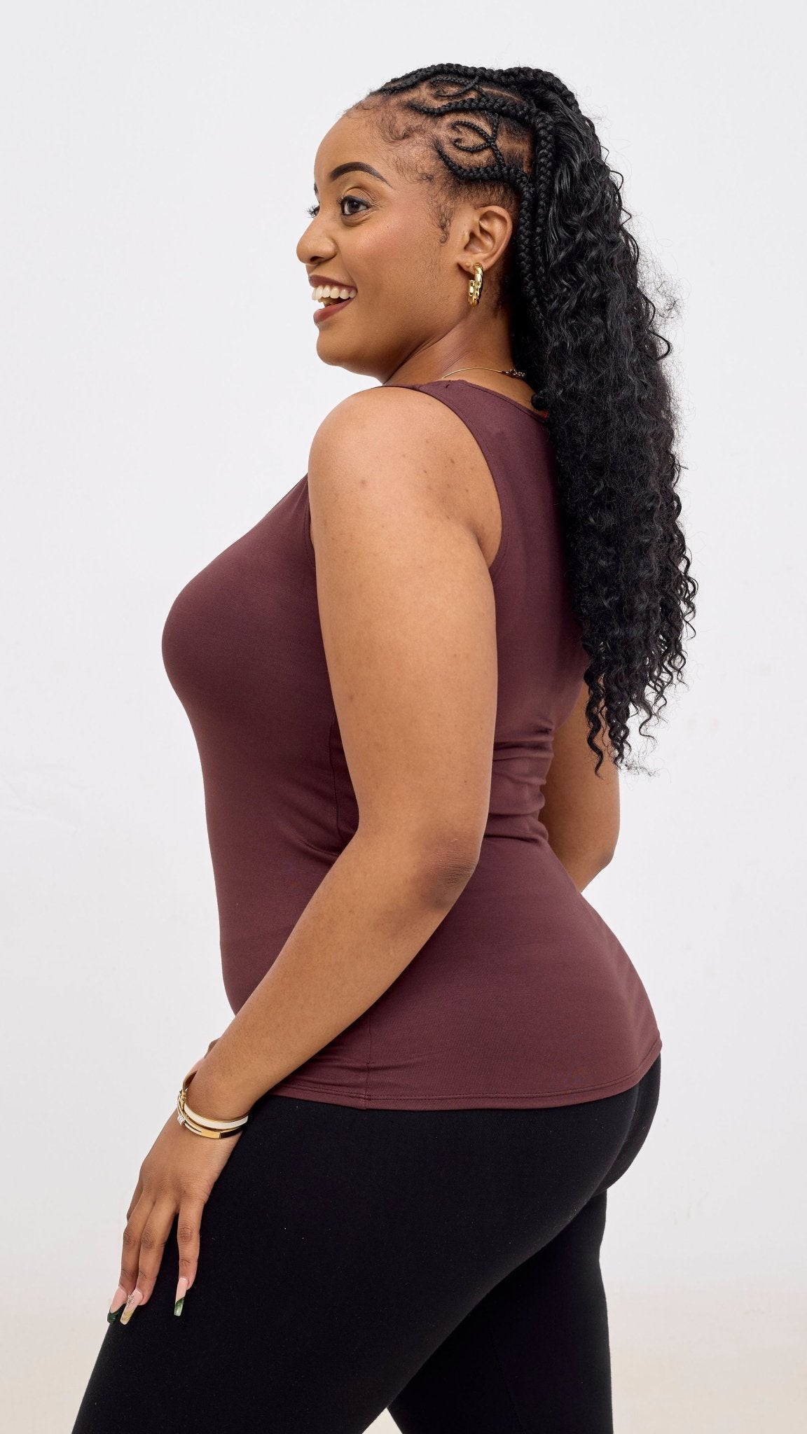 Vivo Basic Val Tank Top - Chocolate Brown - Shopzetu