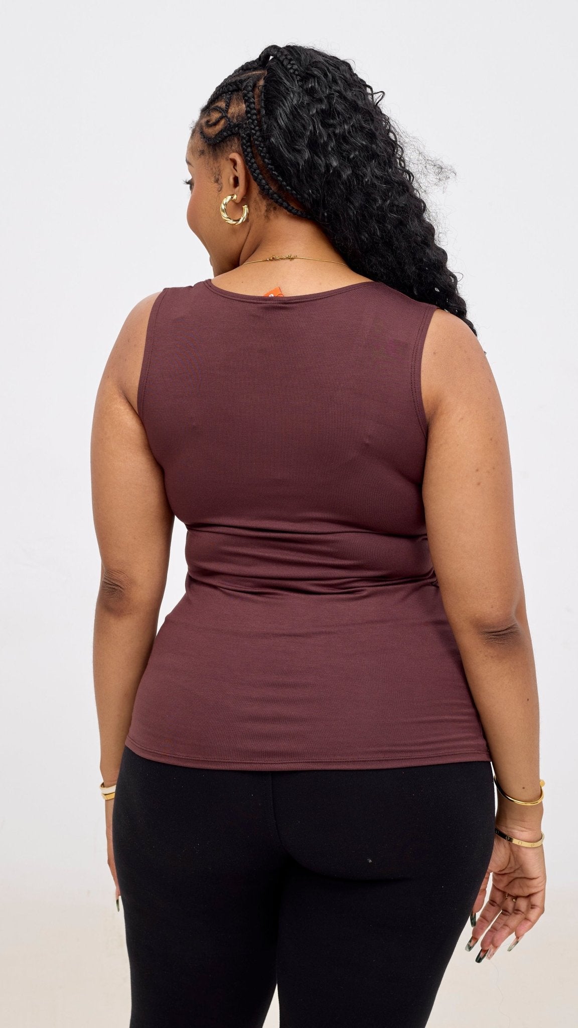 Vivo Basic Val Tank Top - Chocolate Brown - Shopzetu