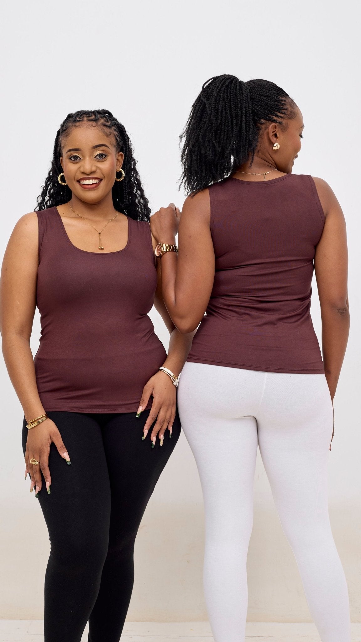 Vivo Basic Val Tank Top - Chocolate Brown - Shopzetu