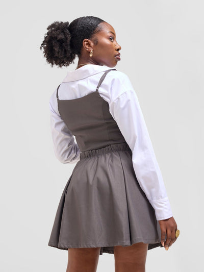 Zoya Kyro Pleated Mini Skirt - Grey - Shopzetu
