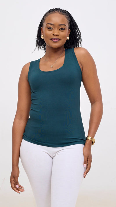 Vivo Basic Val Tank Top - Dark Green - Shopzetu