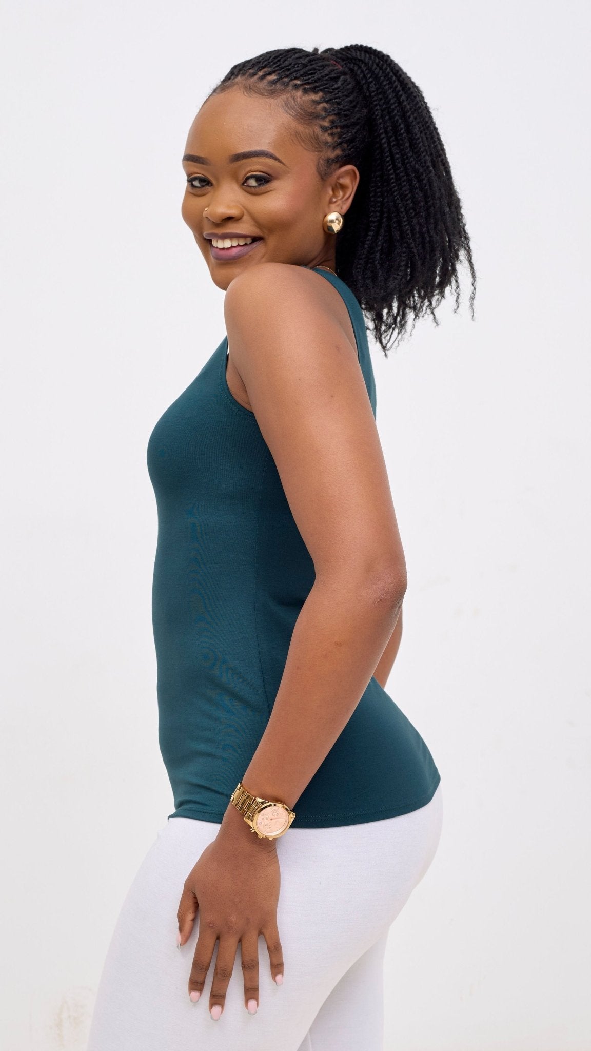 Vivo Basic Val Tank Top - Dark Green - Shopzetu