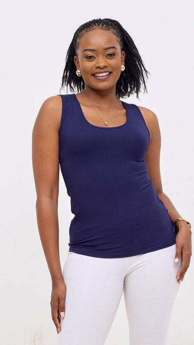 Vivo Basic Val Tank Top - Navy Blue - Shopzetu