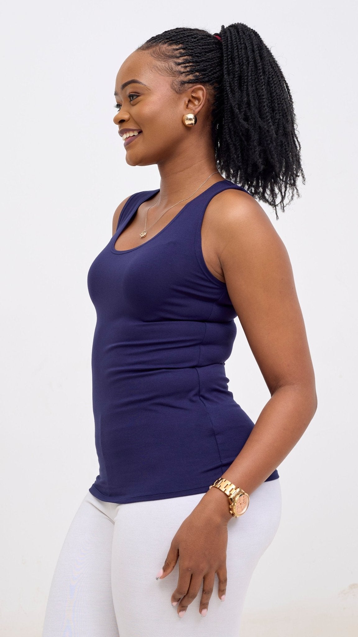 Vivo Basic Val Tank Top - Navy Blue - Shopzetu