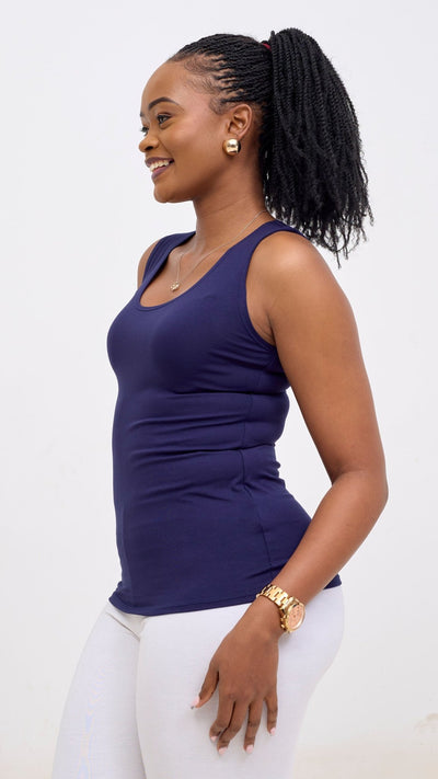 Vivo Basic Val Tank Top - Navy Blue - Shopzetu