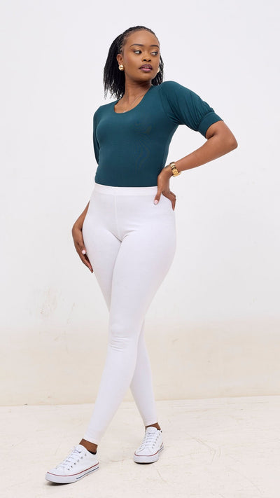 Vivo Tana Puff Sleeve Bodysuit - Dark Green - Shopzetu