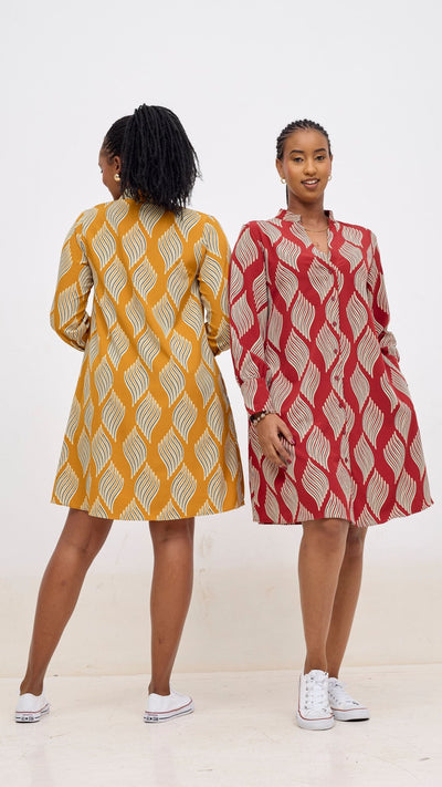 Vivo Kani Tent Shirt Dress - Mustard / Black - Shopzetu