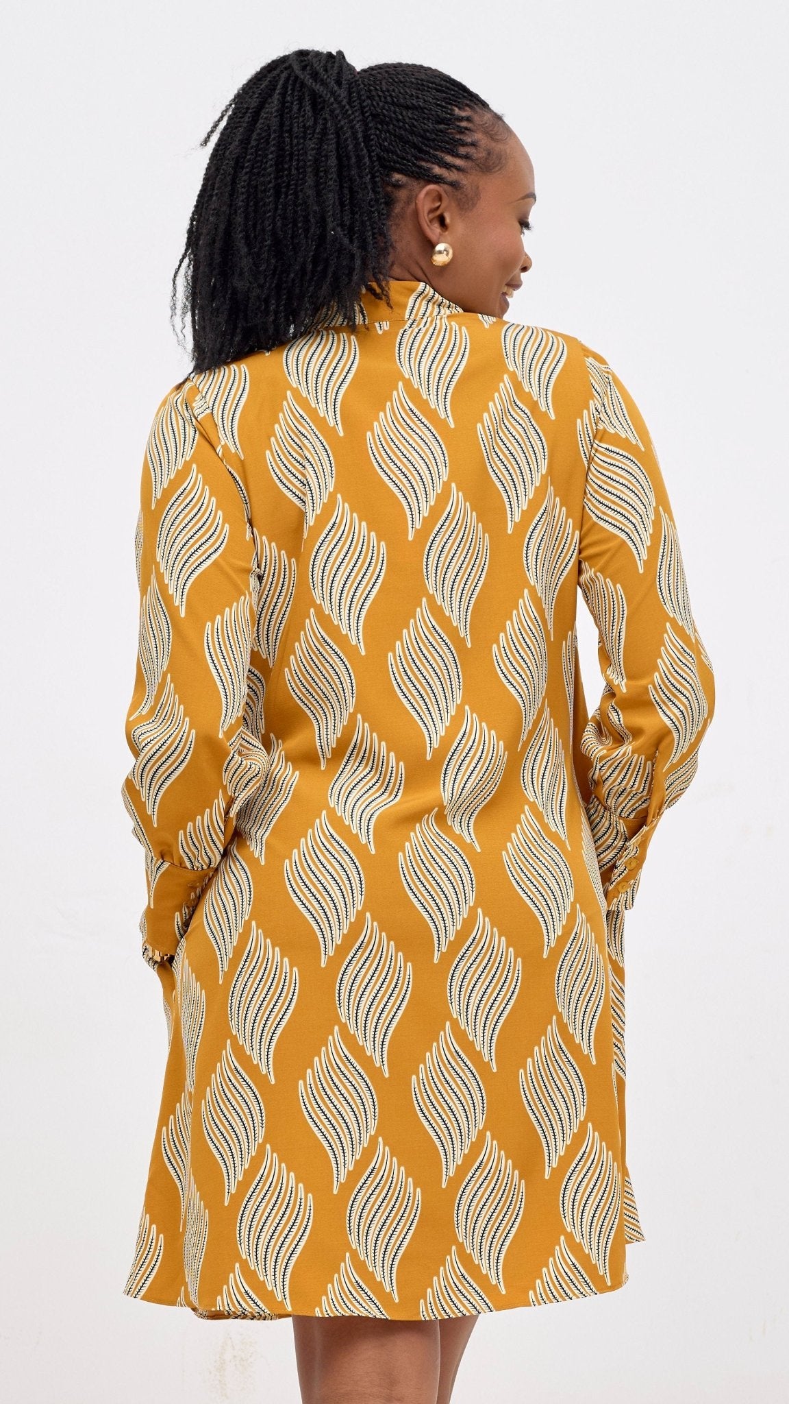 Vivo Kani Tent Shirt Dress - Mustard / Black - Shopzetu