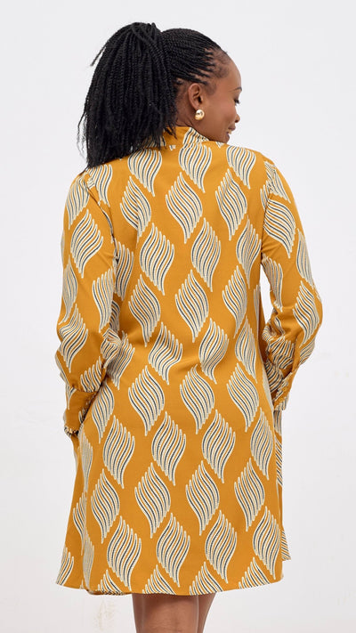 Vivo Kani Tent Shirt Dress - Mustard / Black - Shopzetu