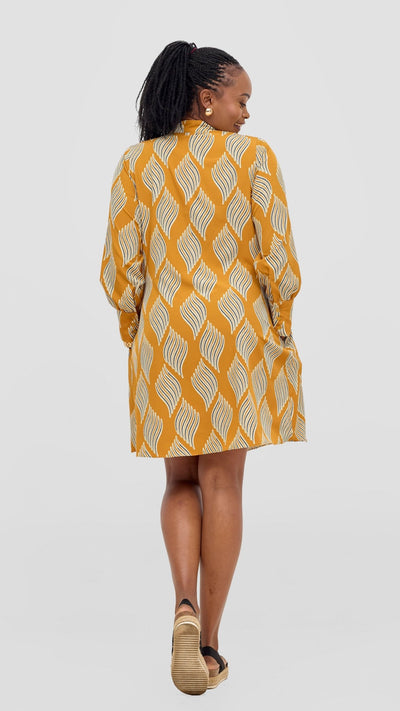 Vivo Kani Tent Shirt Dress - Mustard / Black - Shopzetu