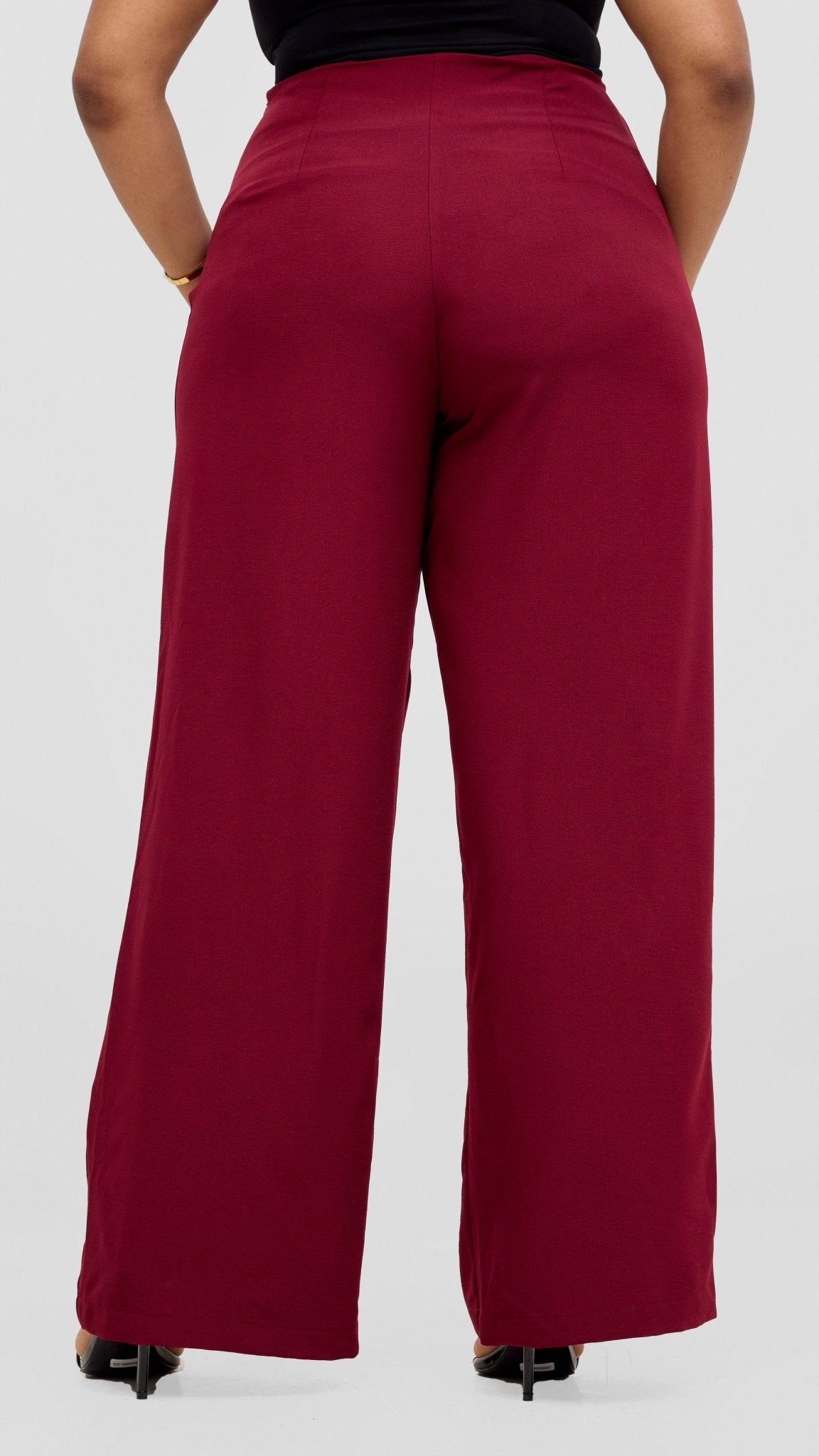 Vivo Upe Wide Leg Pants - Burgundy - Shopzetu
