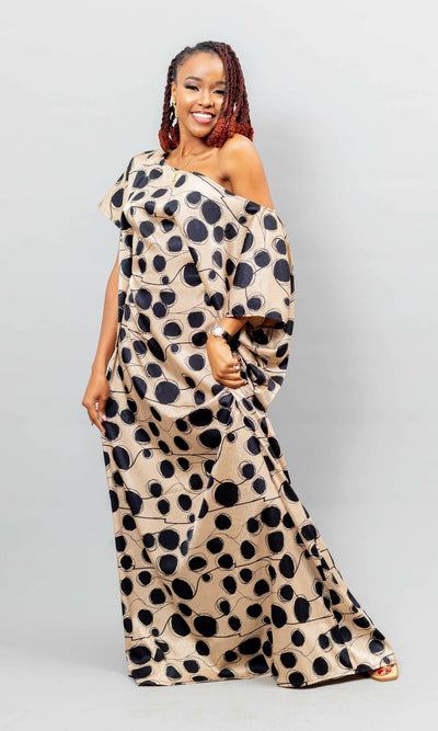 Afriwia Oak Kaftan Dress - Nude - Shopzetu