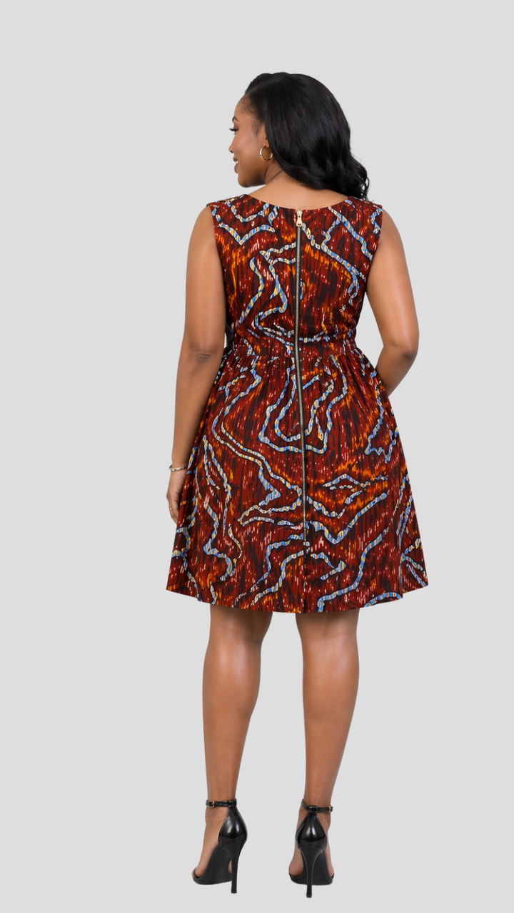 The Fashion Frenzy Curvy Plus Size Amani Printed Skater Dress - Red