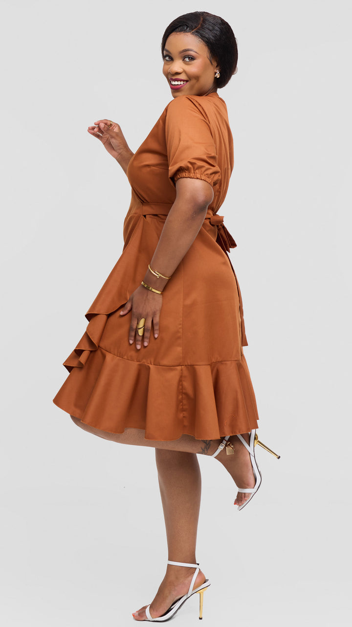 Lizola Vivian Wrap Dress - Brown