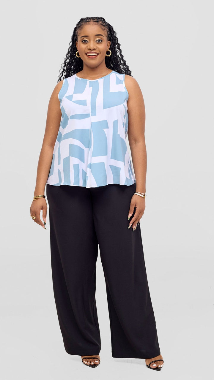 Vivo Kani Tent Top - White / Mint Dashen Print - Shopzetu