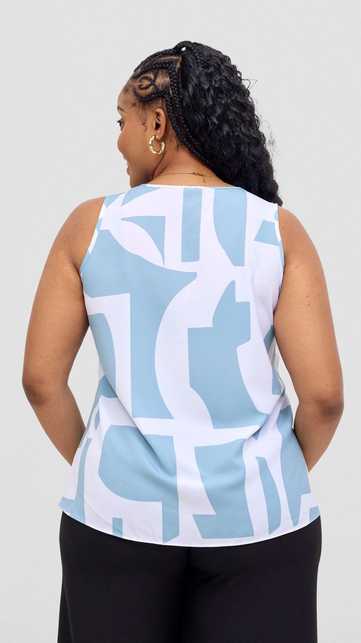 Vivo Kani Tent Top - White / Mint Dashen Print - Shopzetu