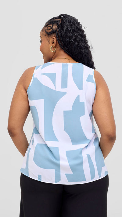 Vivo Kani Tent Top - White / Mint Dashen Print - Shopzetu