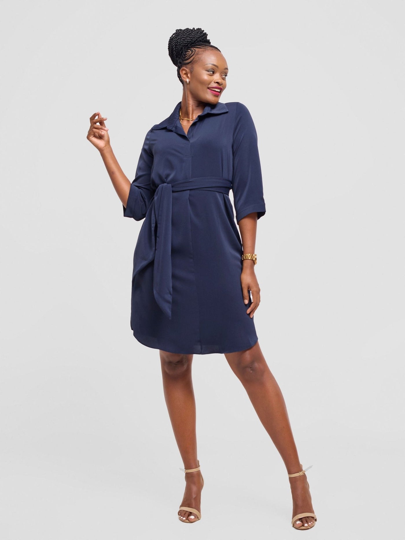 Vivo Nala Shirt Dress - Dark Navy Blue - Shopzetu