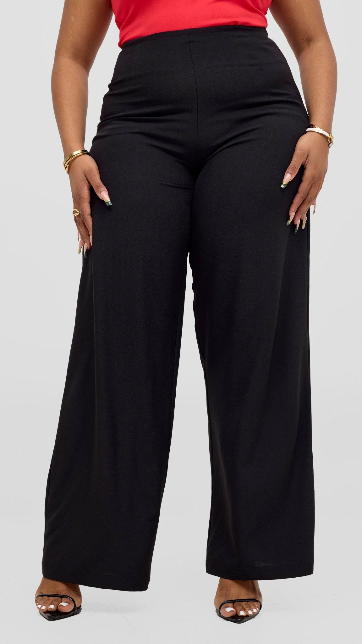 Vivo Kani Wide Leg Pants - Black - Shopzetu