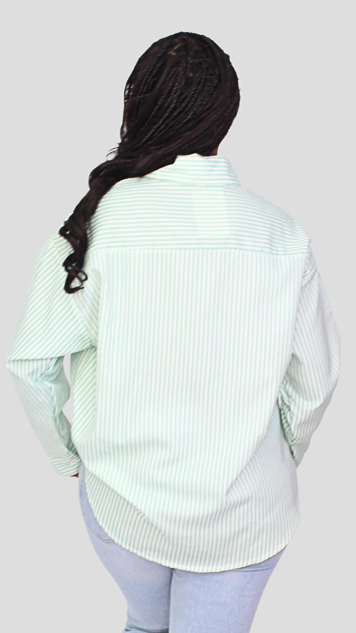 The Fashion Frenzy Relaxed Stripe Shirt - Mint Green