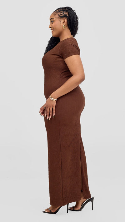 Vivo Kaisa Short Sleeve Maxi Bodycon - Chocolate - Shopzetu