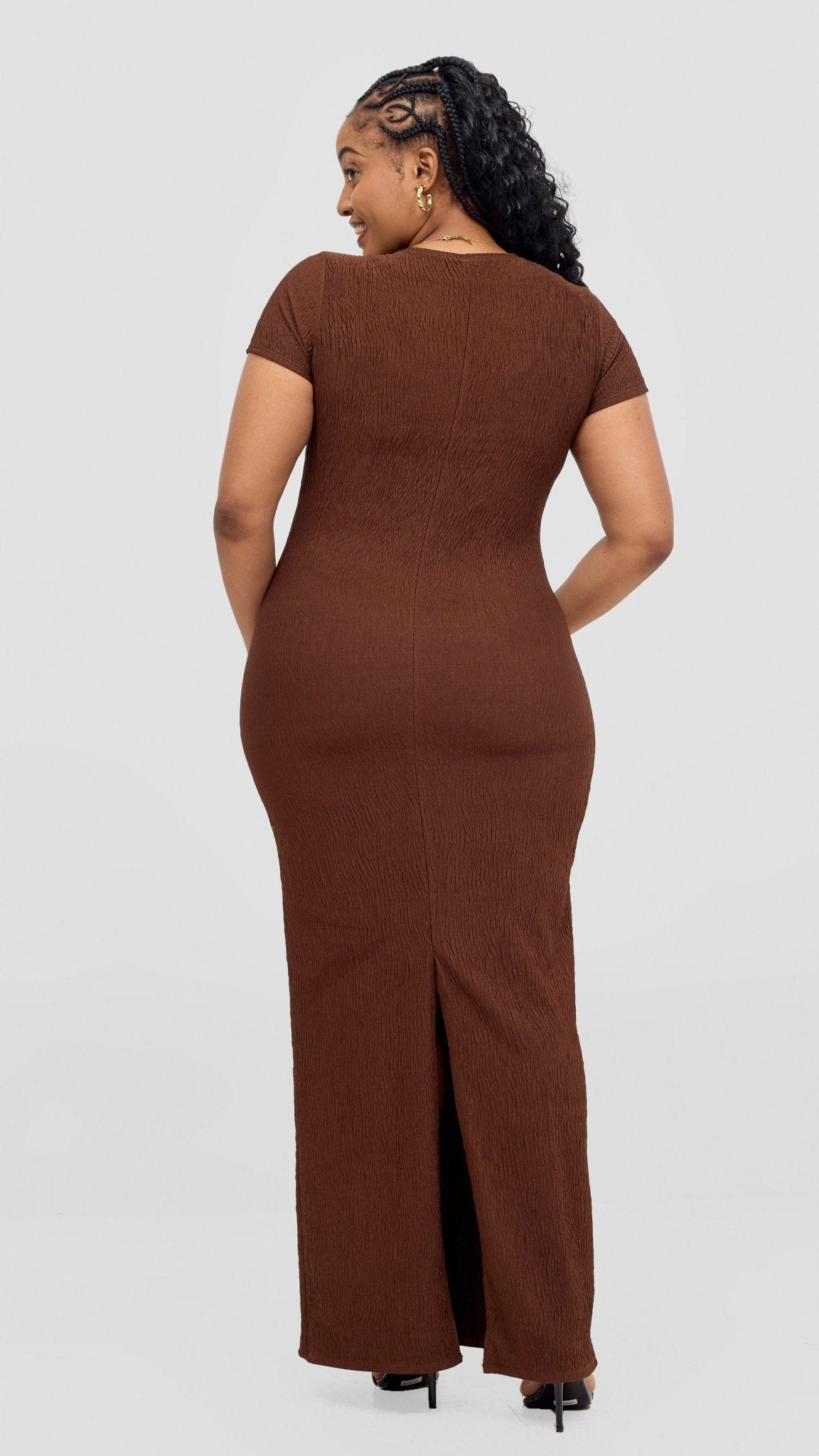 Vivo Kaisa Short Sleeve Maxi Bodycon - Chocolate - Shopzetu
