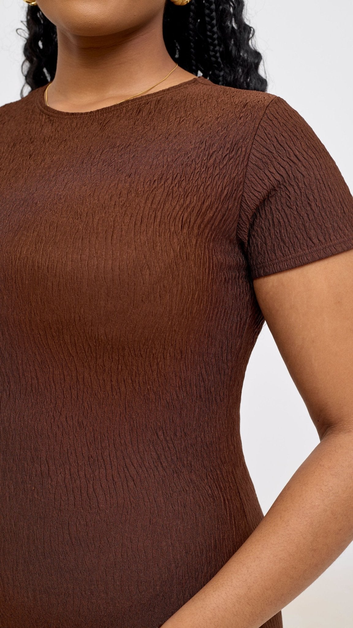 Vivo Kaisa Short Sleeve Maxi Bodycon - Chocolate - Shopzetu