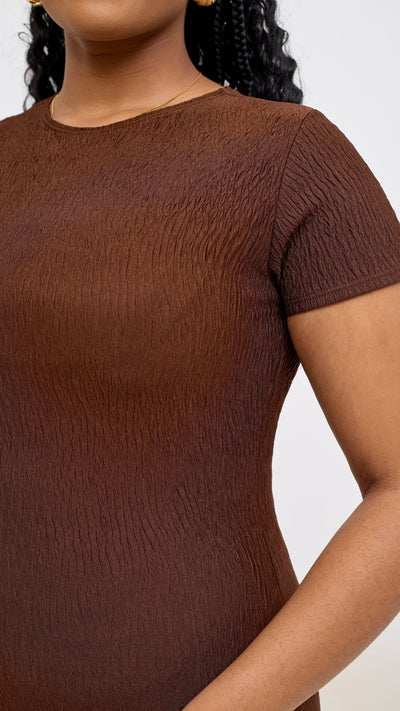 Vivo Kaisa Short Sleeve Maxi Bodycon - Chocolate - Shopzetu
