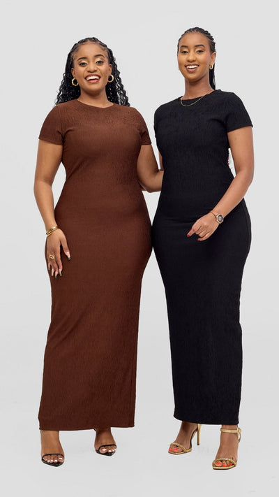 Vivo Kaisa Short Sleeve Maxi Bodycon - Chocolate - Shopzetu