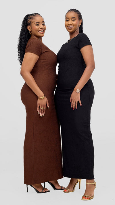 Vivo Kaisa Short Sleeve Maxi Bodycon - Chocolate - Shopzetu