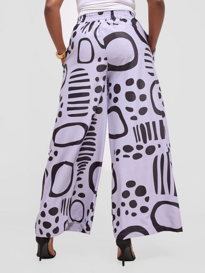 Vivo Ayla Crepe Pants - Lilac / Black Hawa Print - Shopzetu