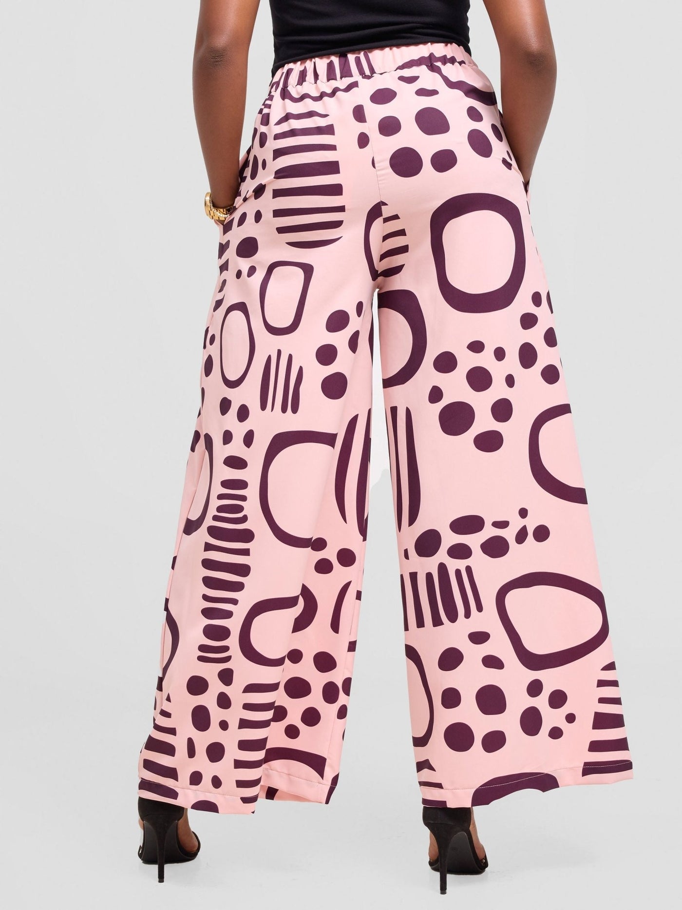 Vivo Ayla Crepe Pants - Pink / Burgundy Hawa Print - Shopzetu