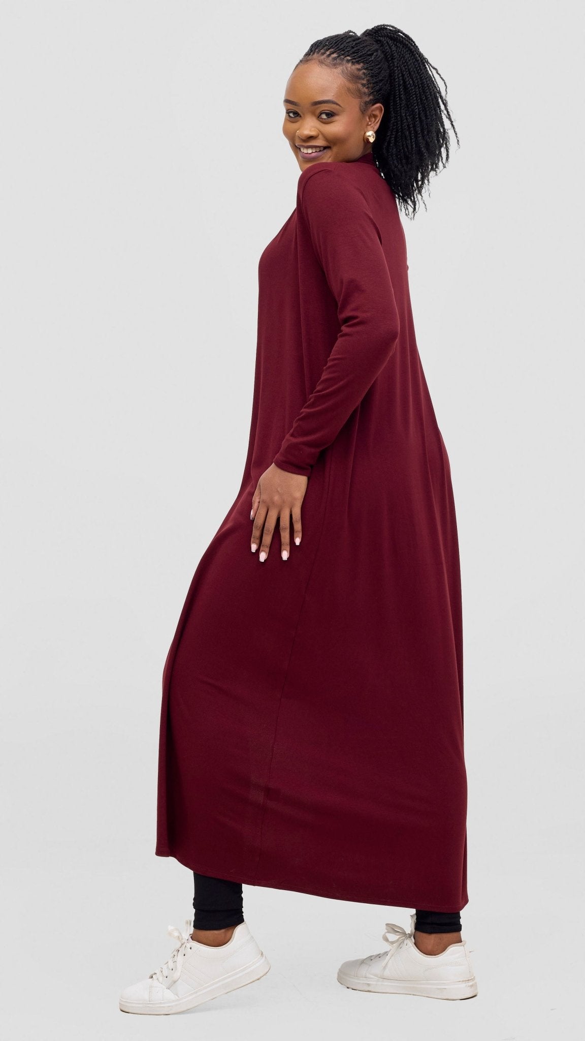 Vivo Leila Maxi Waterfall - Dark Maroon - Shopzetu
