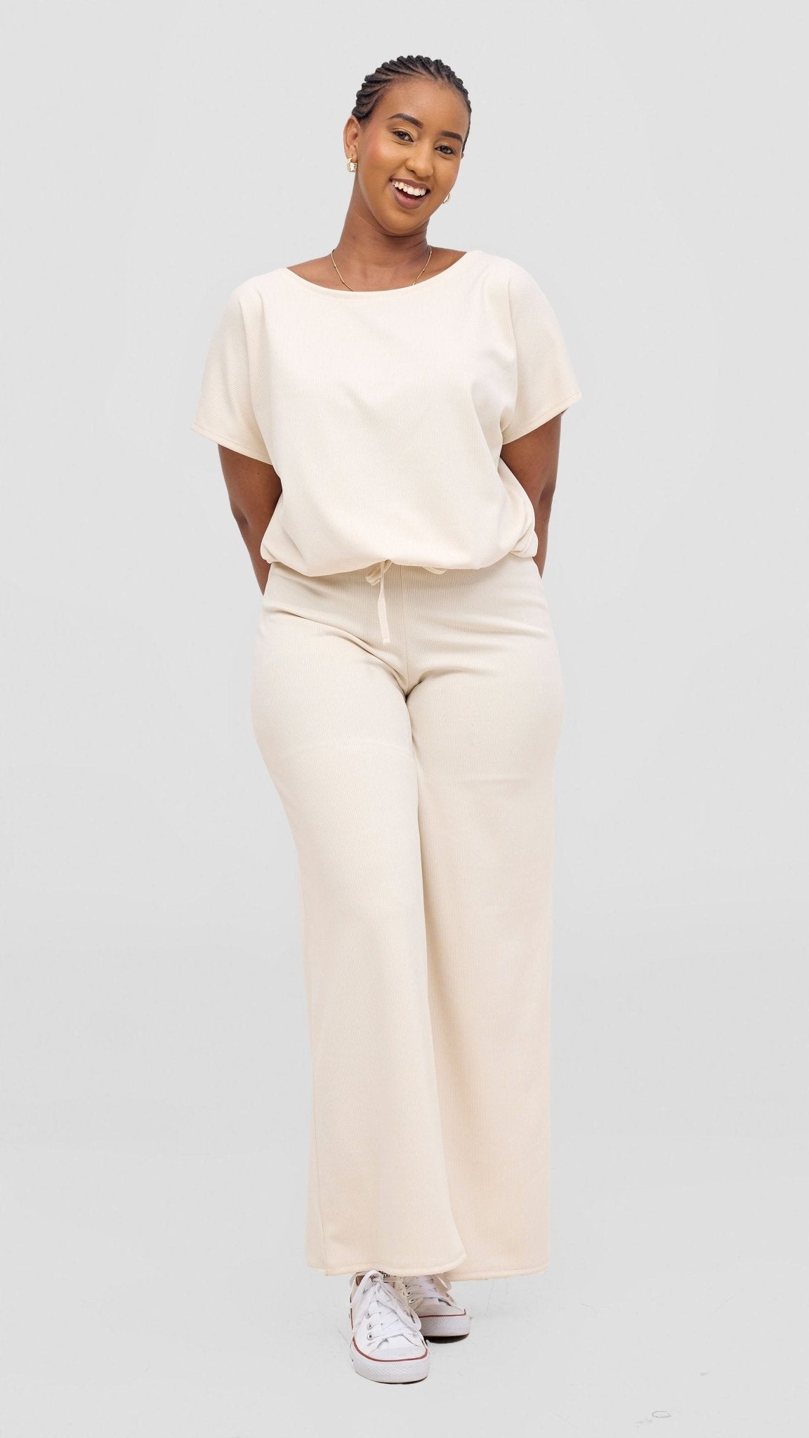 Vivo Safa Straight Leg Pants - Buttermilk - Shopzetu