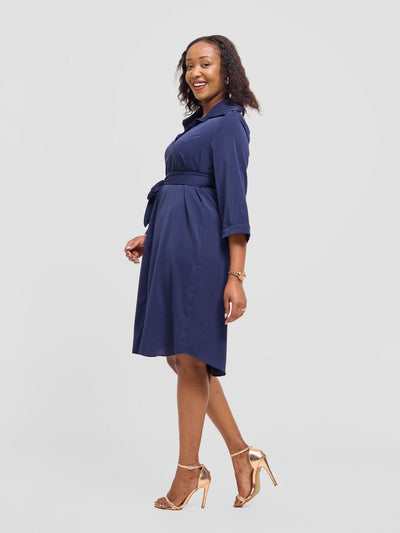 Vivo Nala Shirt Dress - Navy Blue - Shopzetu