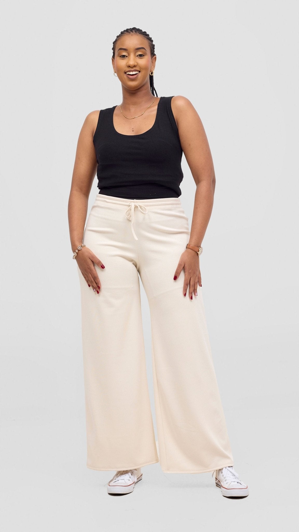 Vivo Safa Straight Leg Pants - Buttermilk - Shopzetu