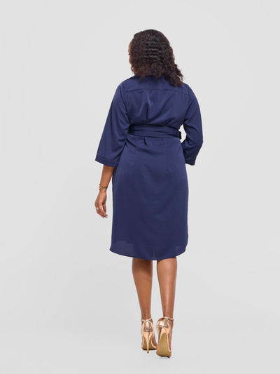 Vivo Nala Shirt Dress - Navy Blue - Shopzetu