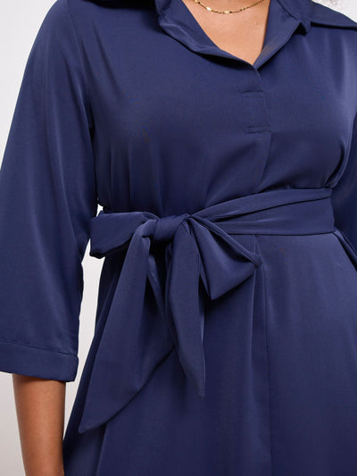 Vivo Nala Shirt Dress - Navy Blue - Shopzetu