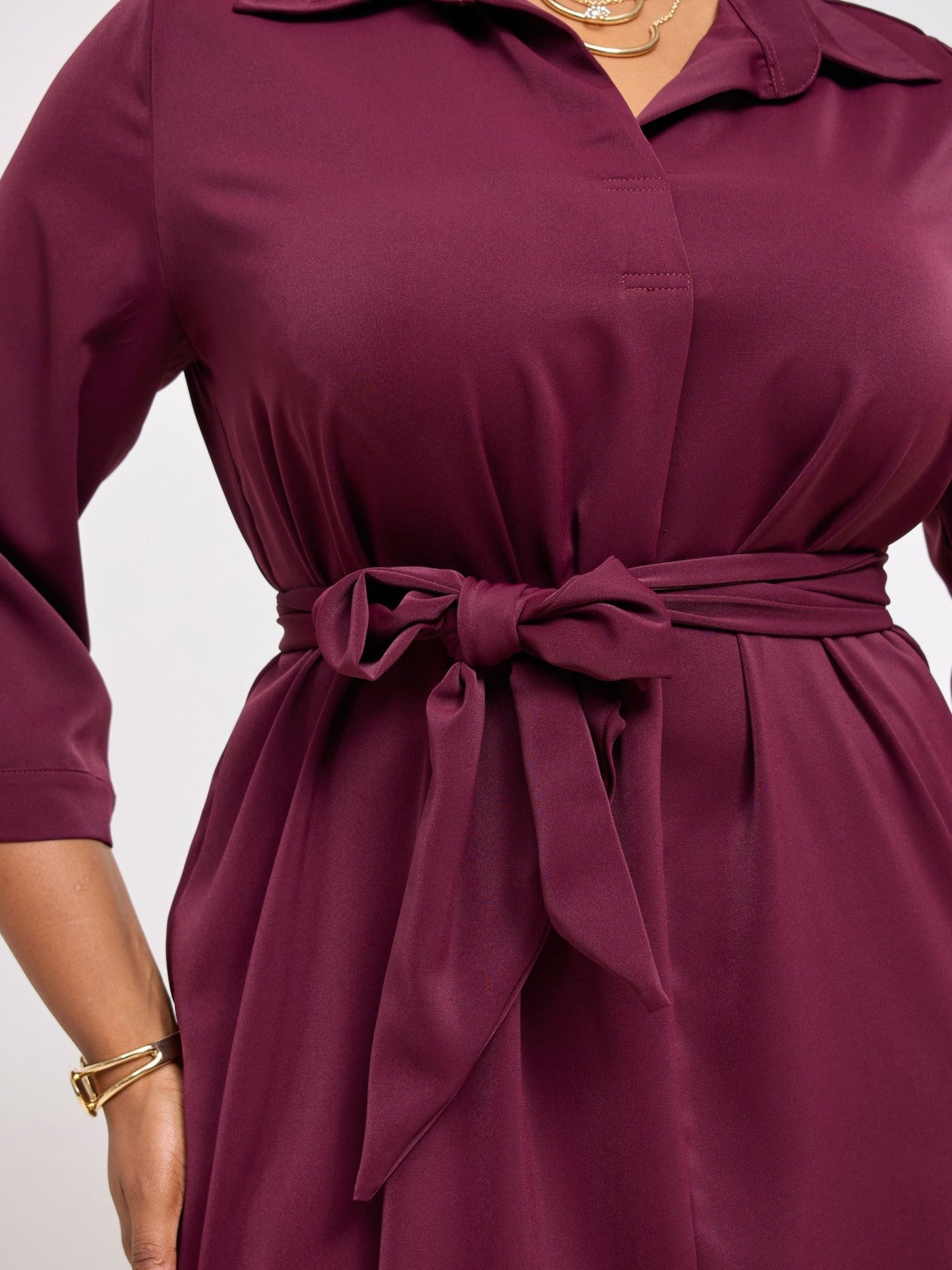 Vivo Nala Shirt Dress - Burgundy - Shopzetu